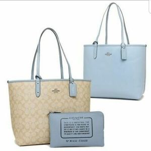 Coach Signature Reversible bag tote purse pvc